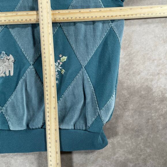 Vintage Alfred Dunner Grandma Style Cat Heart Flowers Embroidered Sweater - Picture 5 of 5